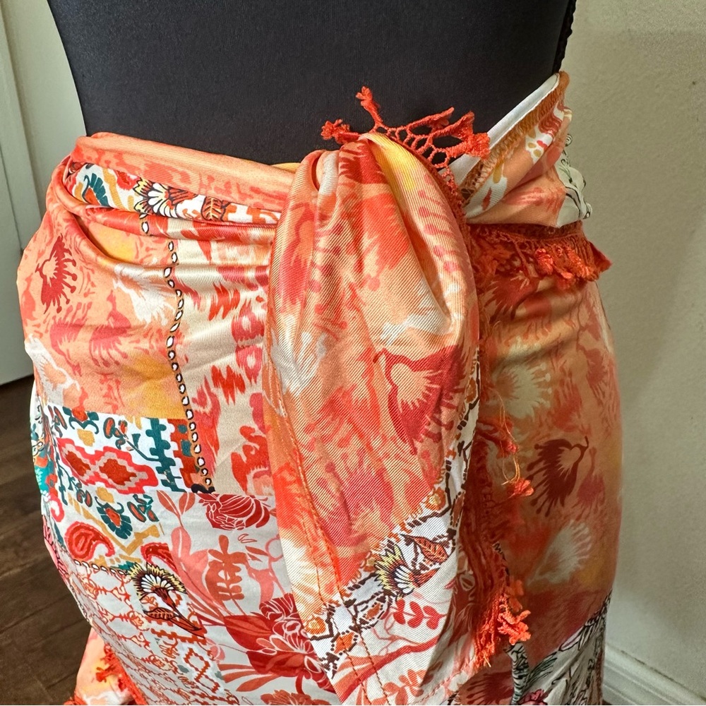 Floral Orange Sarong Skirt - Picture 6 of 6